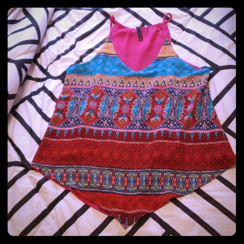 Boho Tank top with flowy handkerchief bottom